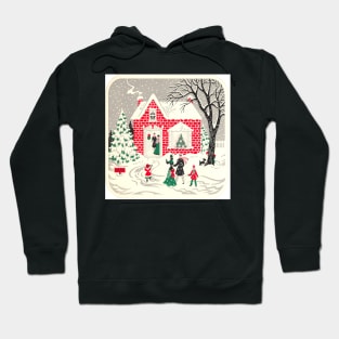 1980s primitive cottage village country christmas winter wonderland Hoodie